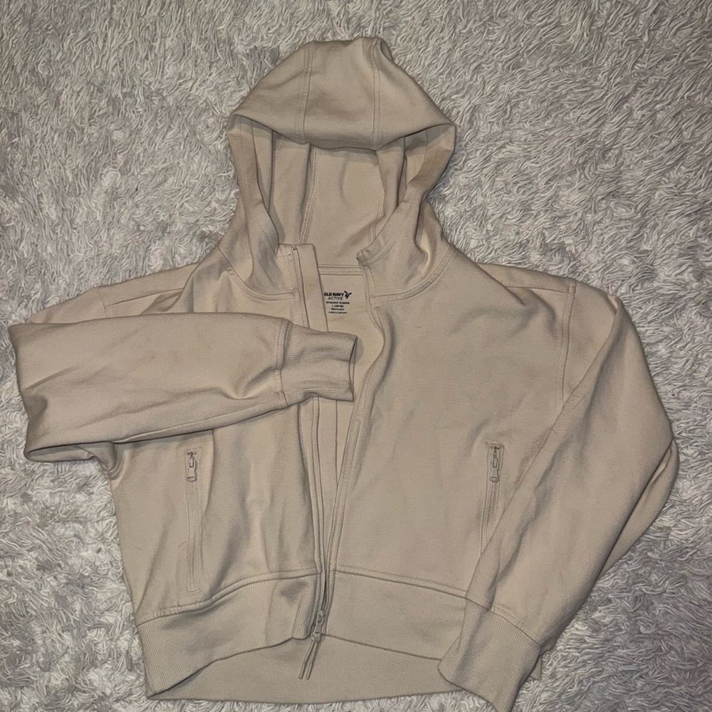 Kids Cream quarter zip up active  Hoodie